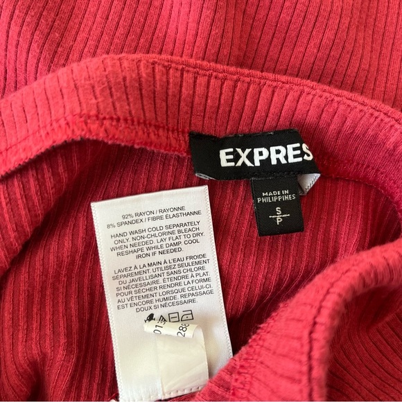 [express] ribbed stretch double tie knot wrap mini skirt red S - Picture 5 of 5